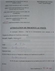 Attestation de présence au poste